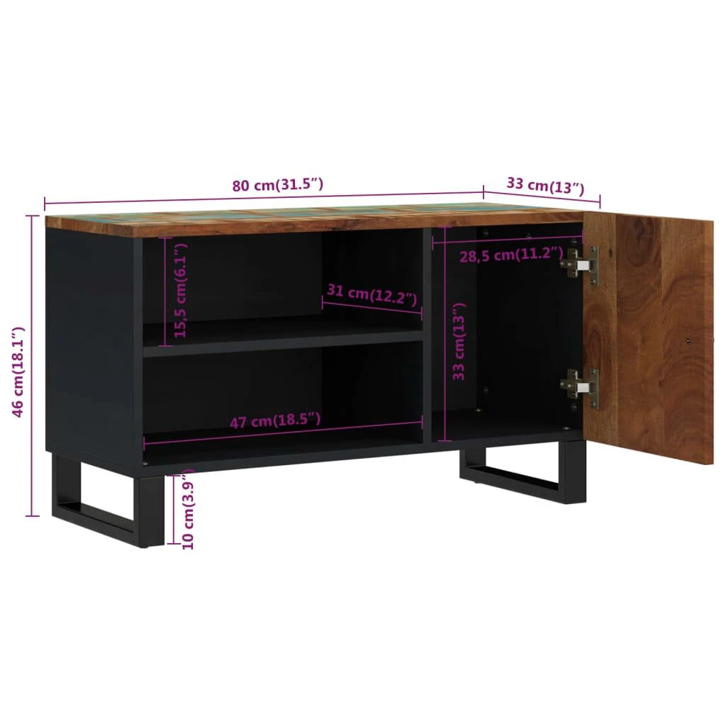 TV staliukas Televizoriaus spintelė, 80x33x46cm, perdirbta/apdirbta mediena