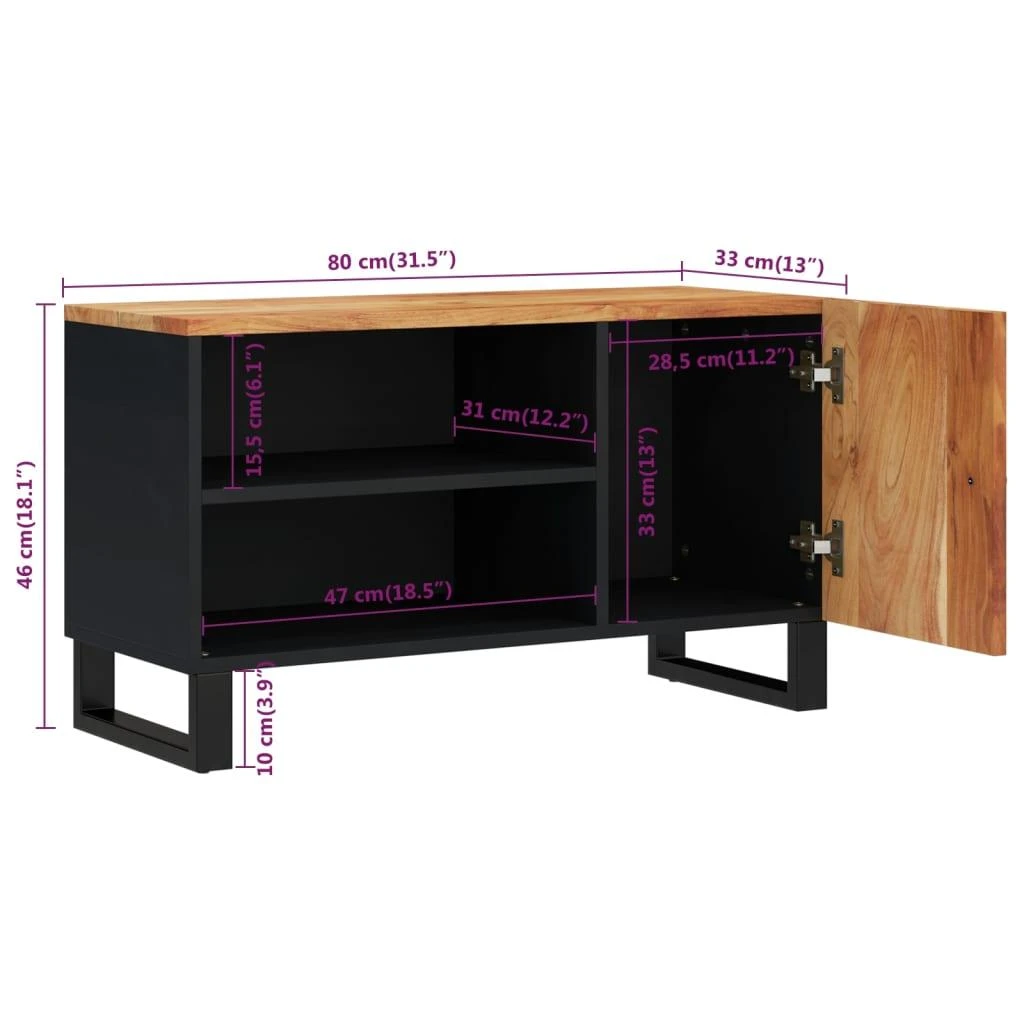 TV staliukas Televizoriaus spintelė, 80x33x46cm, akacija/apdirbta mediena