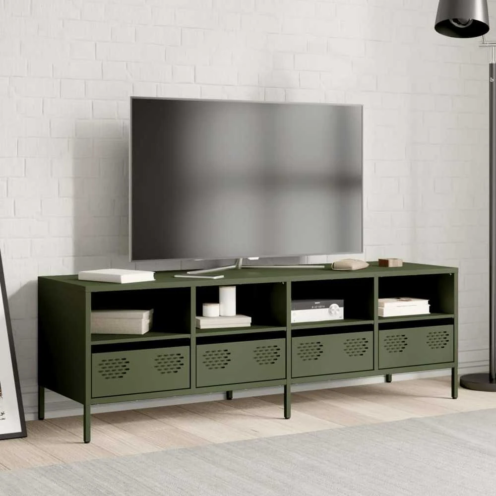 TV staliukas Televizoriaus spintelė, alyvuogių, 135x39x43,5cm, plienas