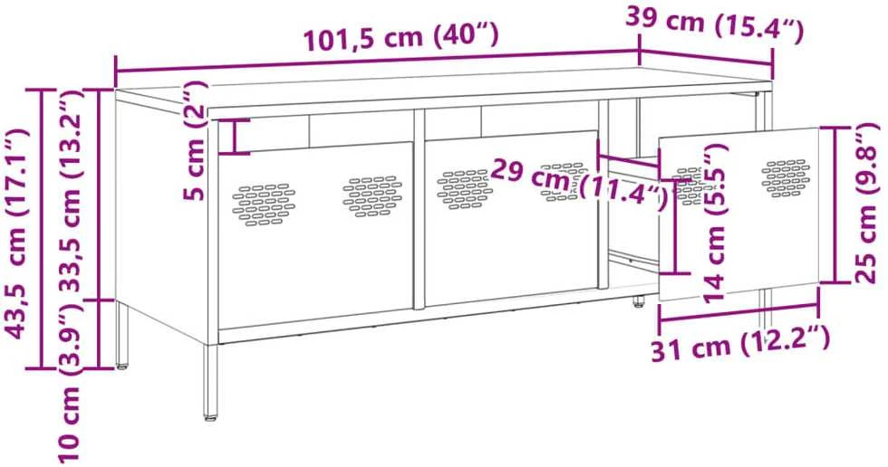 TV staliukas Televizoriaus spintelė, alyvuogių, 101,5x39x43,5cm, plienas