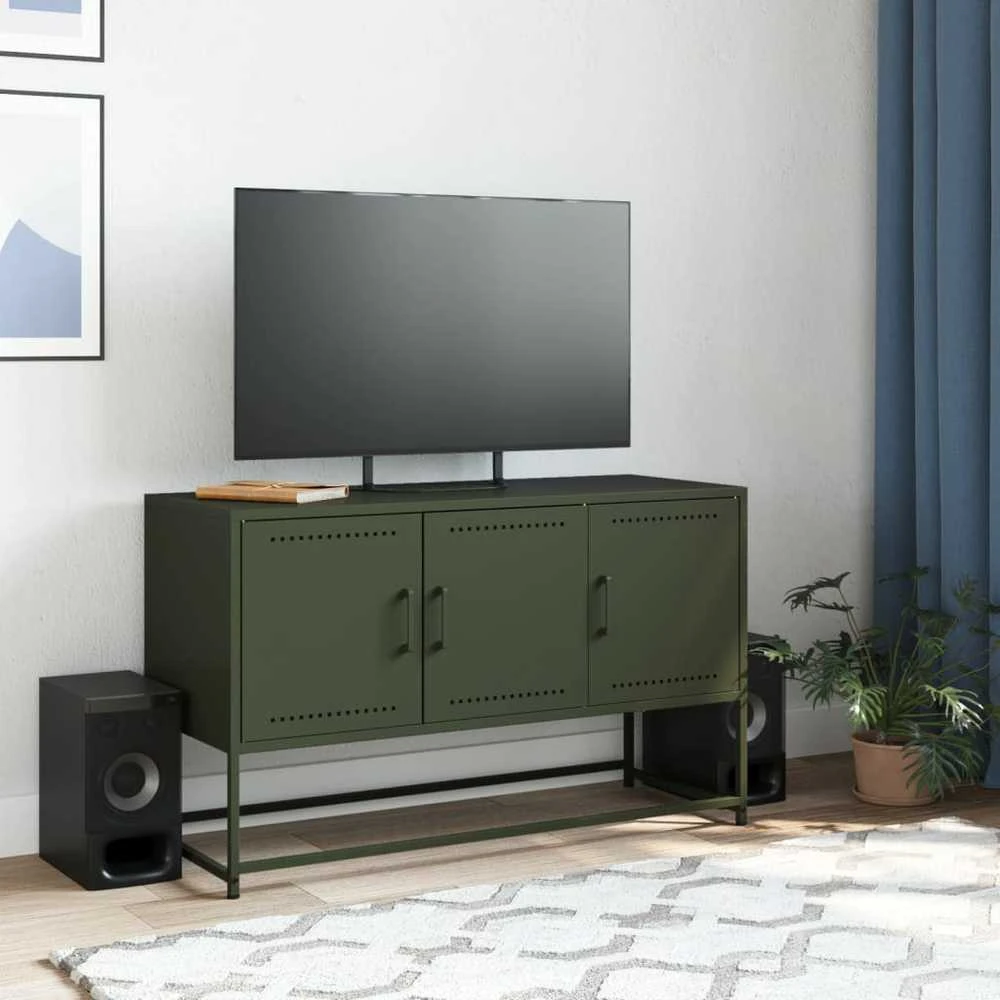 TV staliukas Televizoriaus spintelė, alyvuogių, 100,5x39x60,5cm, plienas