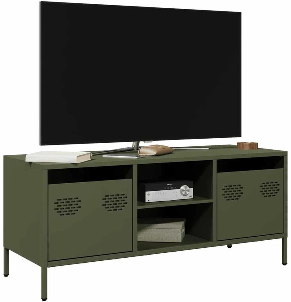 TV staliukas Televizoriaus spintelė, alyvuogių, 101,5x39x43,5cm, plienas