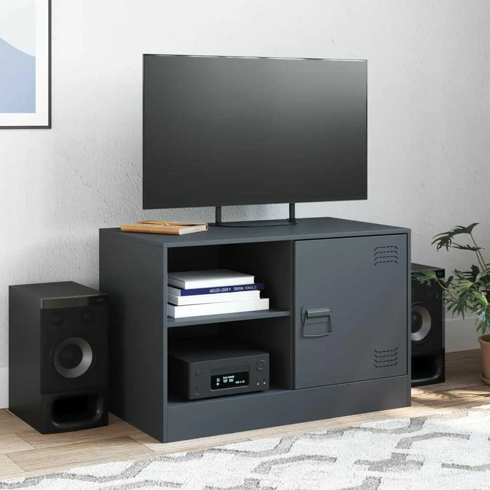 TV staliukas Televizoriaus spintelė, antracito spalvos, 67x39x44cm, plienas