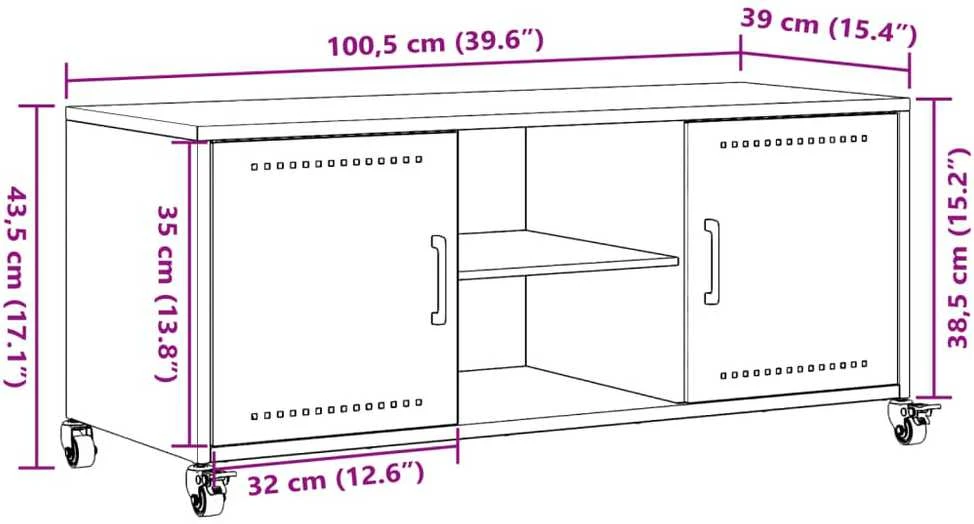 TV staliukas Televizoriaus spintelė, antracito, 100,5x39x43,5cm, plienas