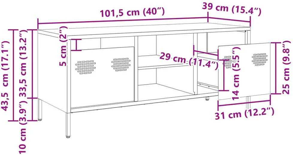 TV staliukas Televizoriaus spintelė, antracito, 101,5x39x43,5cm, plienas