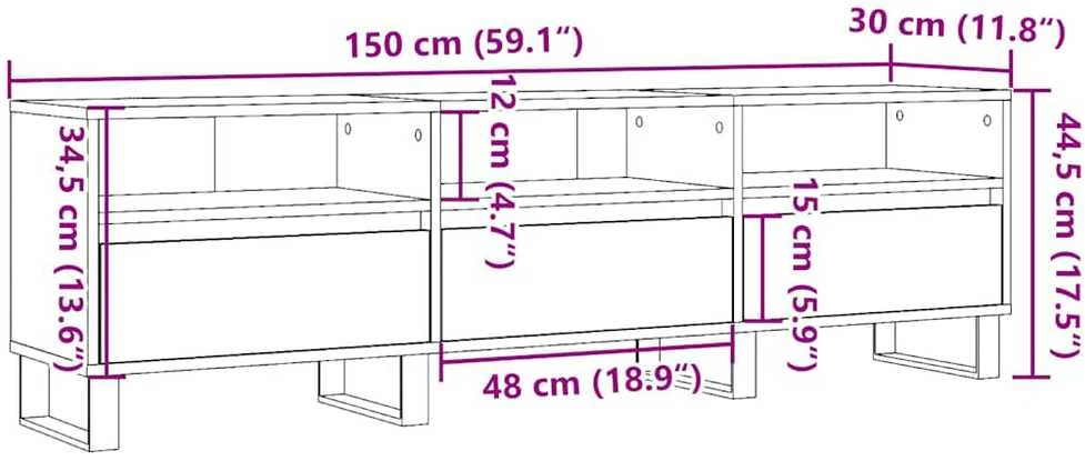 TV staliukas Televizoriaus spintelė, artisano ąžuolo, 150x30x44,5cm, mediena