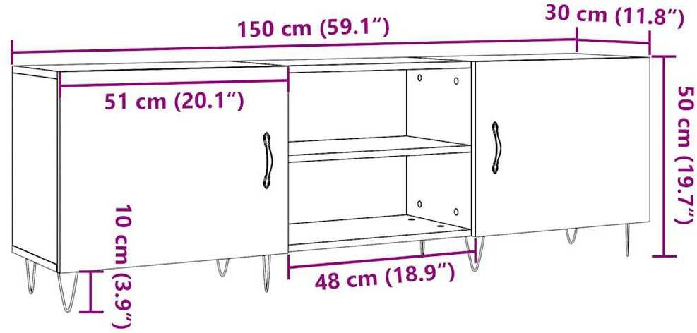 TV staliukas Televizoriaus spintelė, artisano ąžuolo, 150x30x50cm, mediena