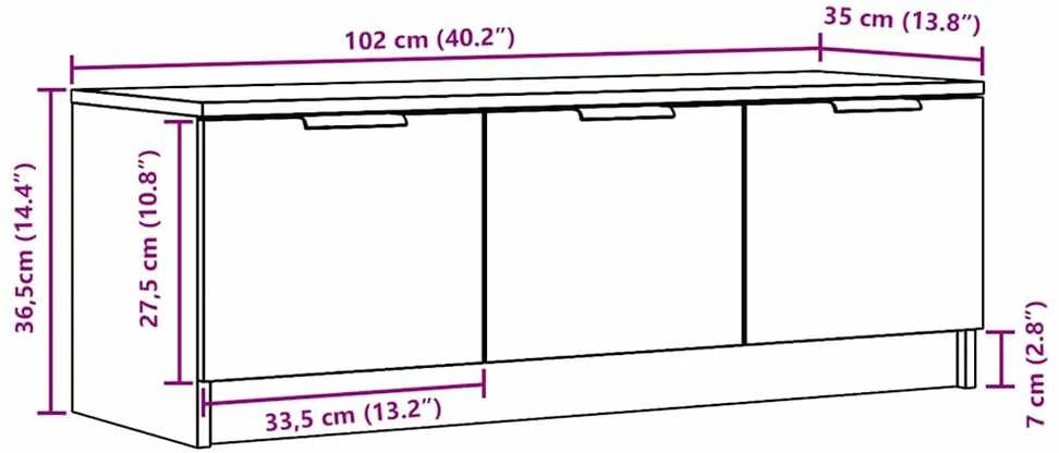 TV staliukas Televizoriaus spintelė, artisano ąžuolo, 102x35x36,5cm, mediena