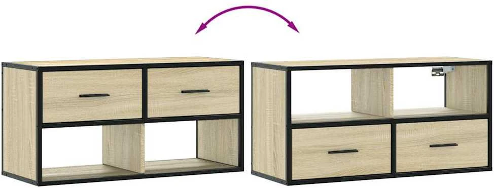 TV staliukas Televizoriaus spintelė, ąžuolo, 80x31x39,5cm, mediena/metalas