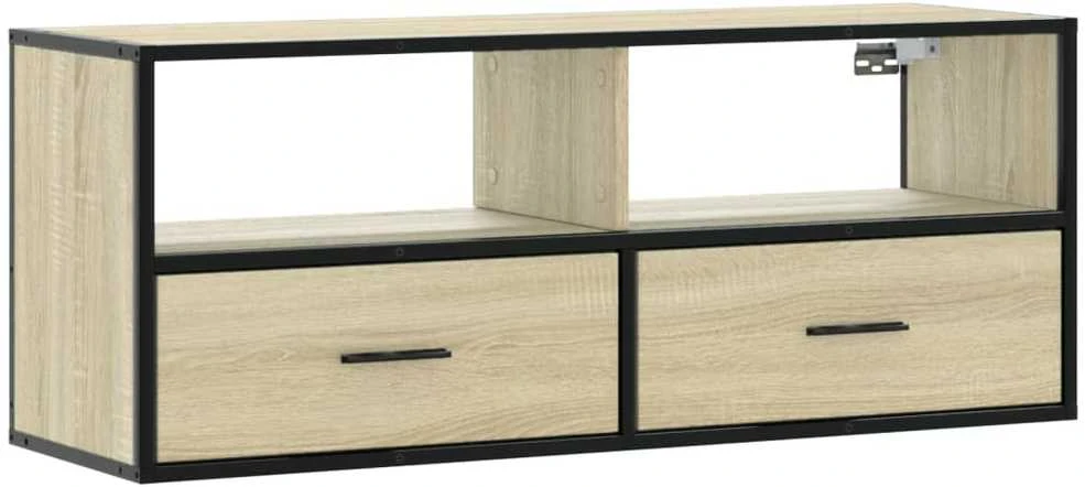 TV staliukas Televizoriaus spintelė, ąžuolo, 100x31x39,5cm, mediena/metalas