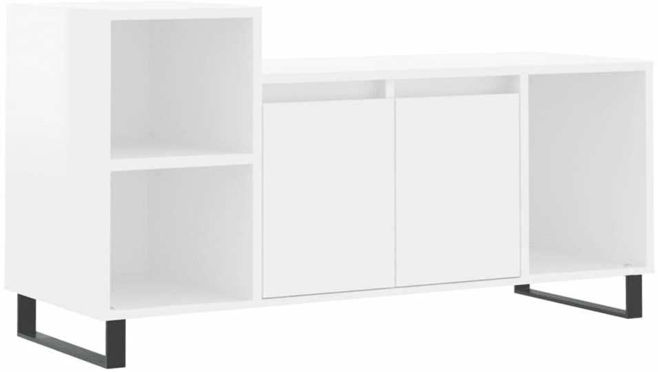 TV staliukas Televizoriaus spintelė, balta, 100x35x55cm, mediena, blizgi