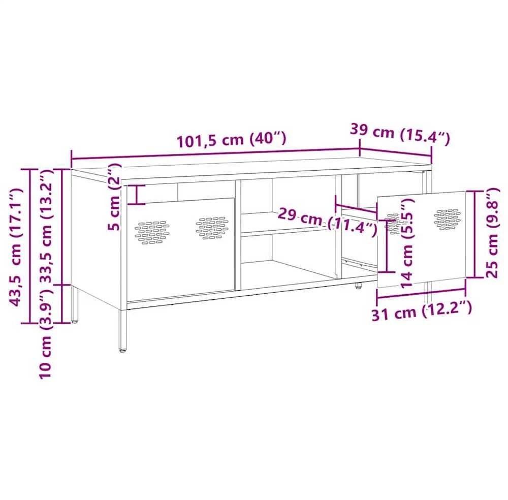 TV staliukas Televizoriaus spintelė, balta, 101,5x39x43,5cm, plienas