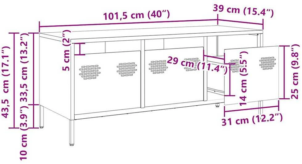TV staliukas Televizoriaus spintelė, balta, 101,5x39x43,5cm, plienas