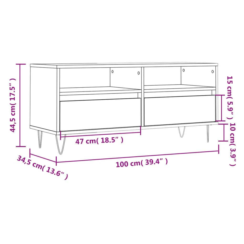 TV staliukas Televizoriaus spintelė, balta, 100x34,5x44,5cm, mediena