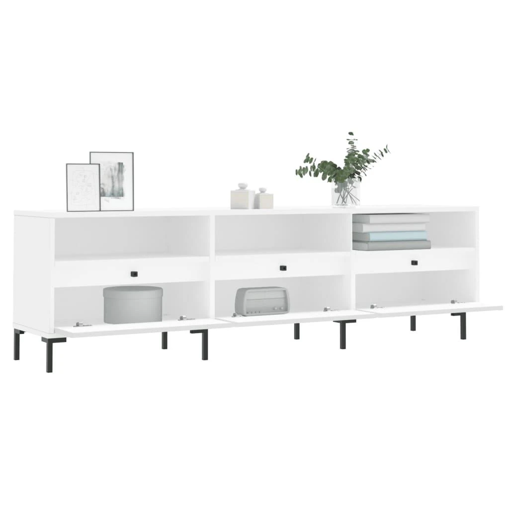 TV staliukas Televizoriaus spintelė, balta, 150x30x44,5cm, apdirbta mediena