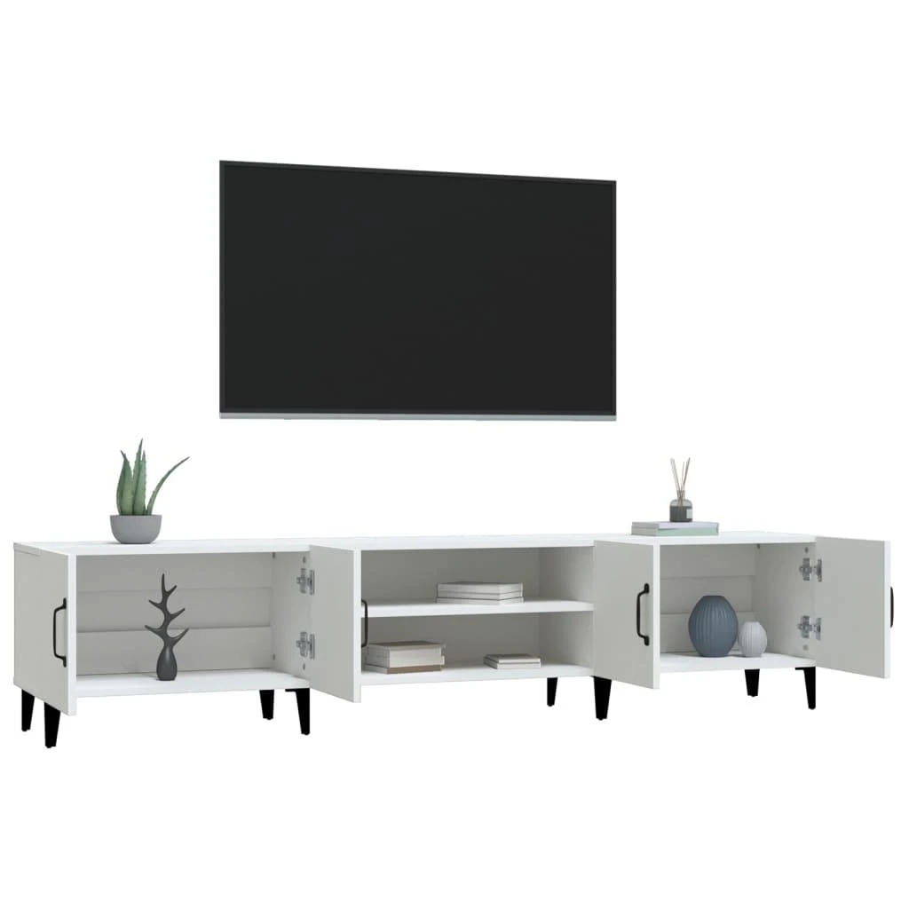 TV staliukas Televizoriaus spintelė, balta, 180x31,5x40cm, apdirbta mediena