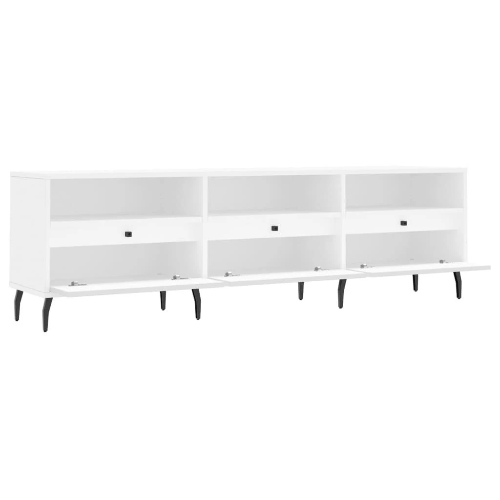 TV staliukas Televizoriaus spintelė, balta, 150x30x44,5cm, apdirbta mediena
