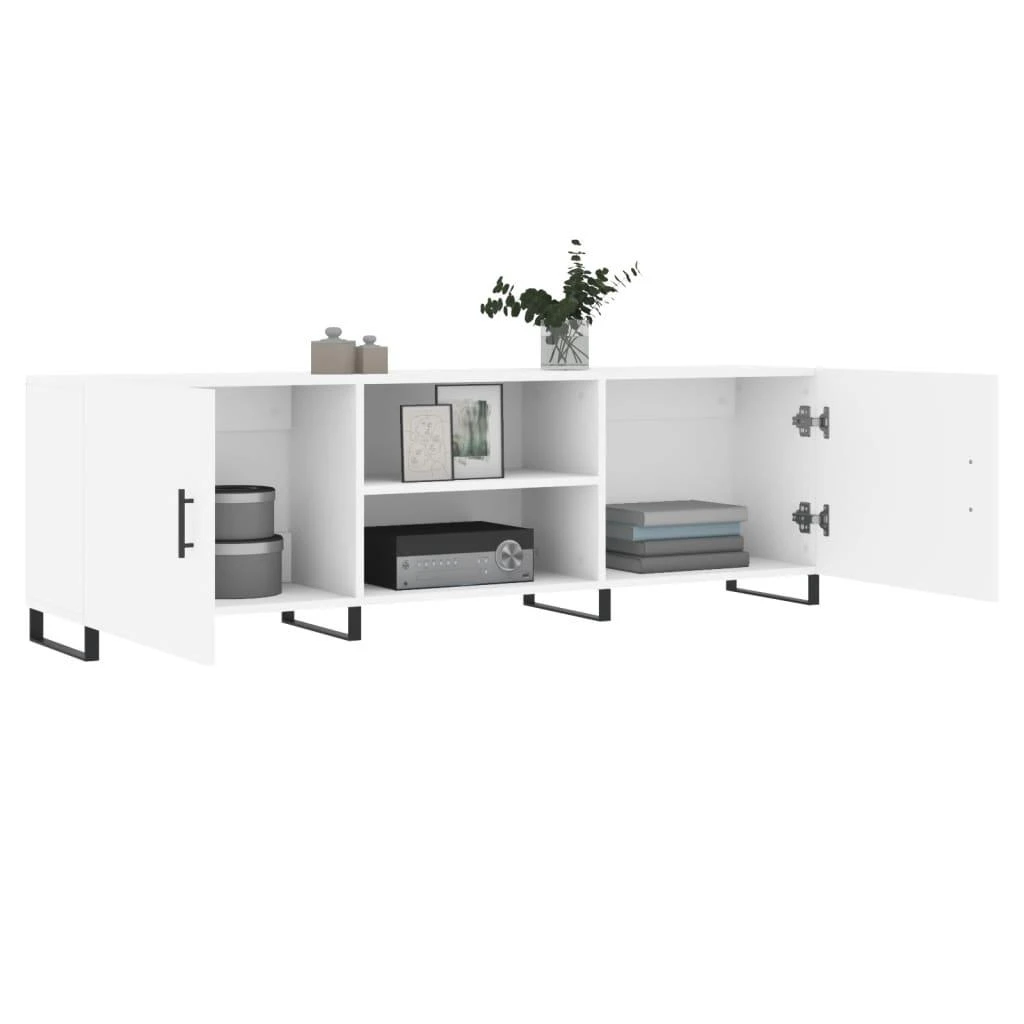 TV staliukas Televizoriaus spintelė, balta, 150x30x50cm, apdirbta mediena