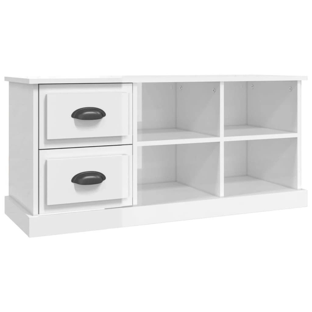 TV staliukas Televizoriaus spintelė, balta, 102x35,5x47,5cm, mediena, blizgi