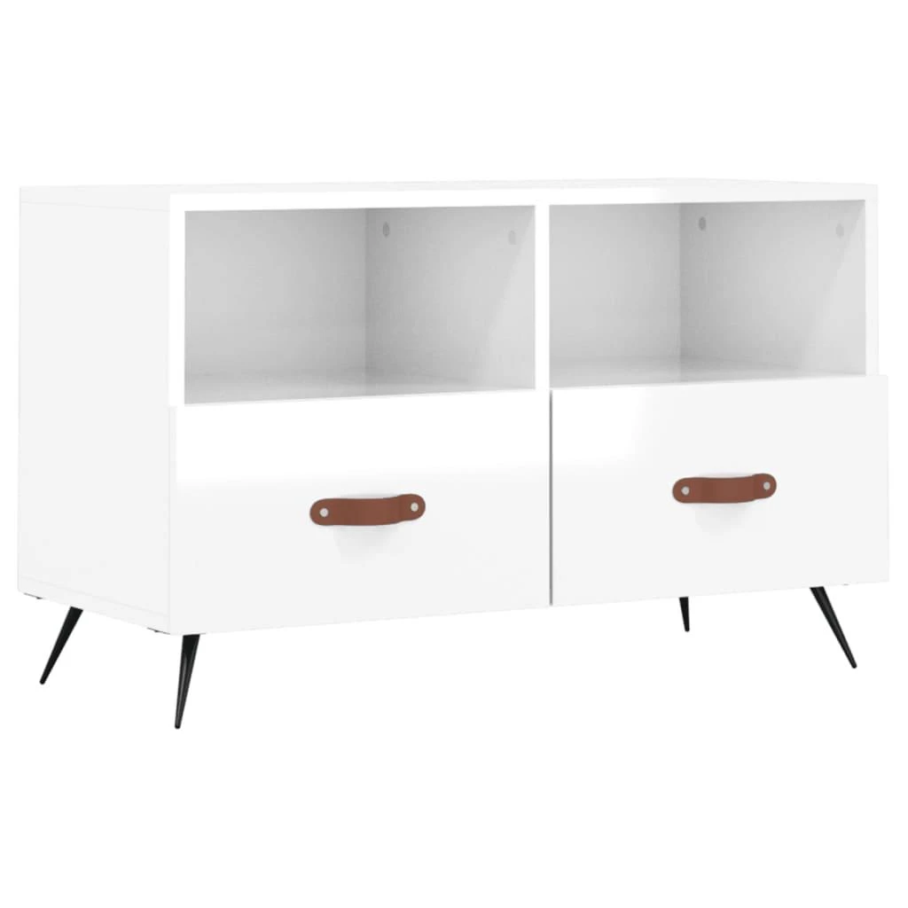 TV staliukas Televizoriaus spintelė, balta, 80x36x50cm, mediena, blizgi