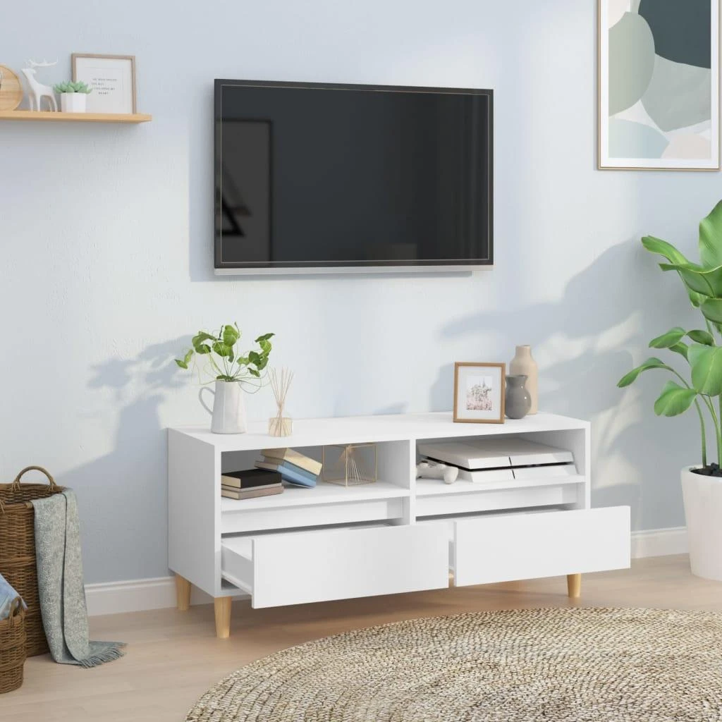 TV staliukas Televizoriaus spintelė, balta, 100x34,5x44,5cm, mediena