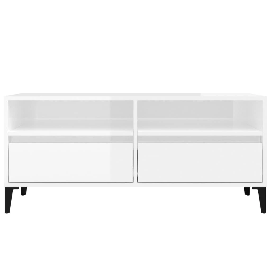 TV staliukas Televizoriaus spintelė, balta, 100x34,5x44,5cm, mediena, blizgi