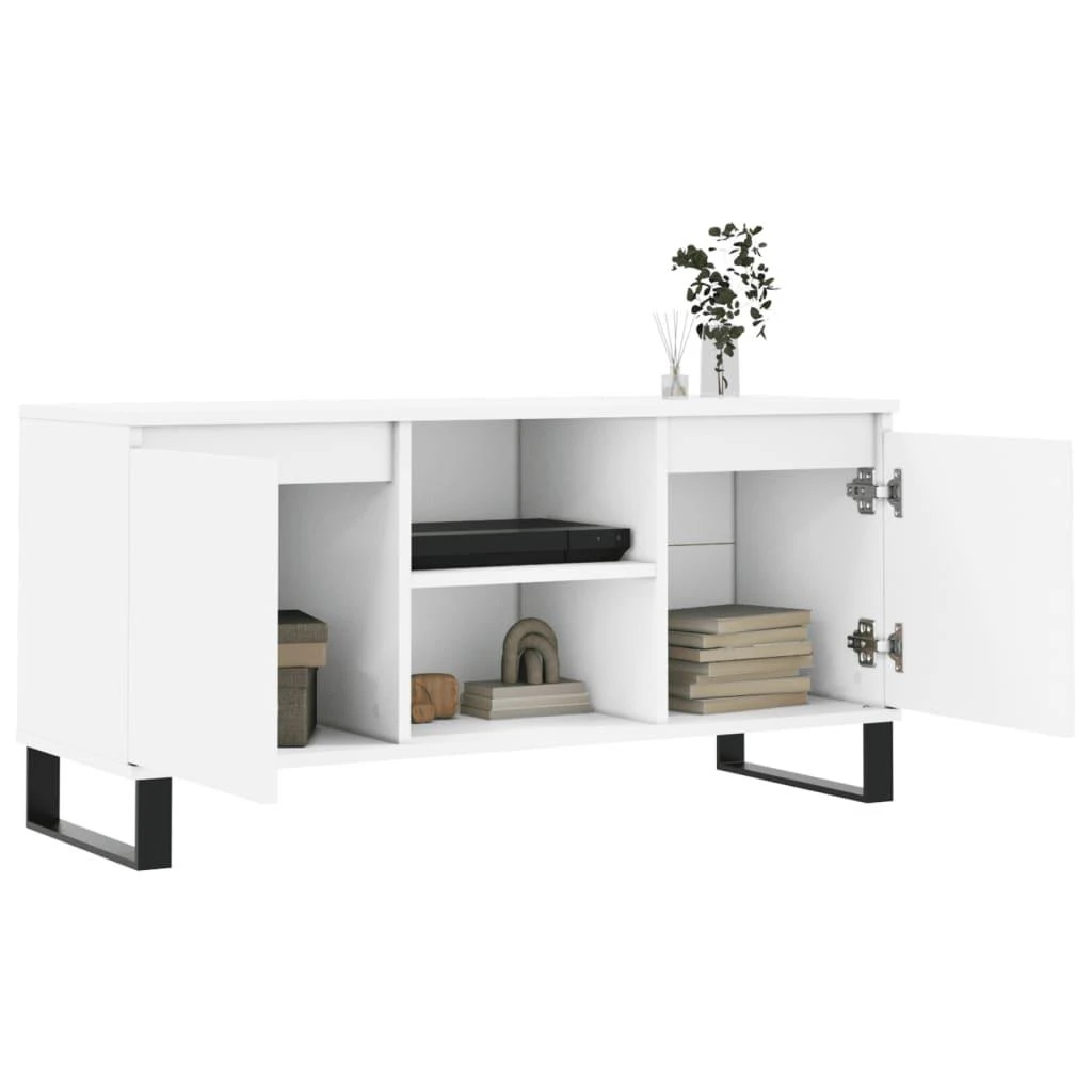 TV staliukas Televizoriaus spintelė, balta, 104x35x50cm, apdirbta mediena