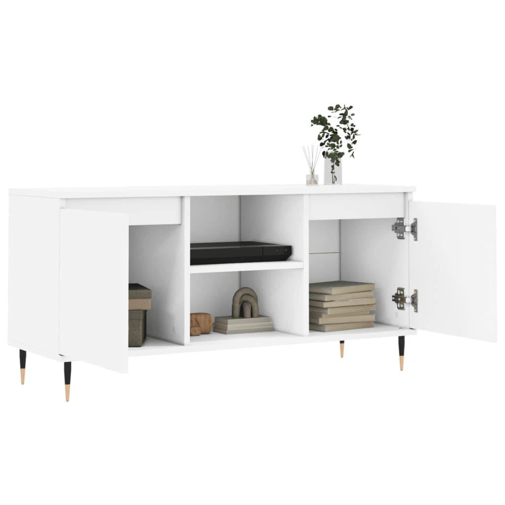 TV staliukas Televizoriaus spintelė, balta, 104x35x50cm, apdirbta mediena
