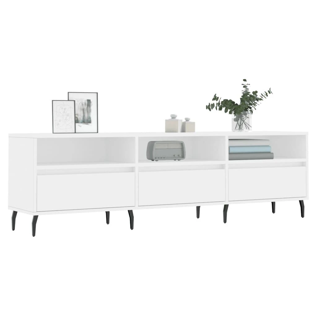 TV staliukas Televizoriaus spintelė, balta, 150x30x44,5cm, apdirbta mediena