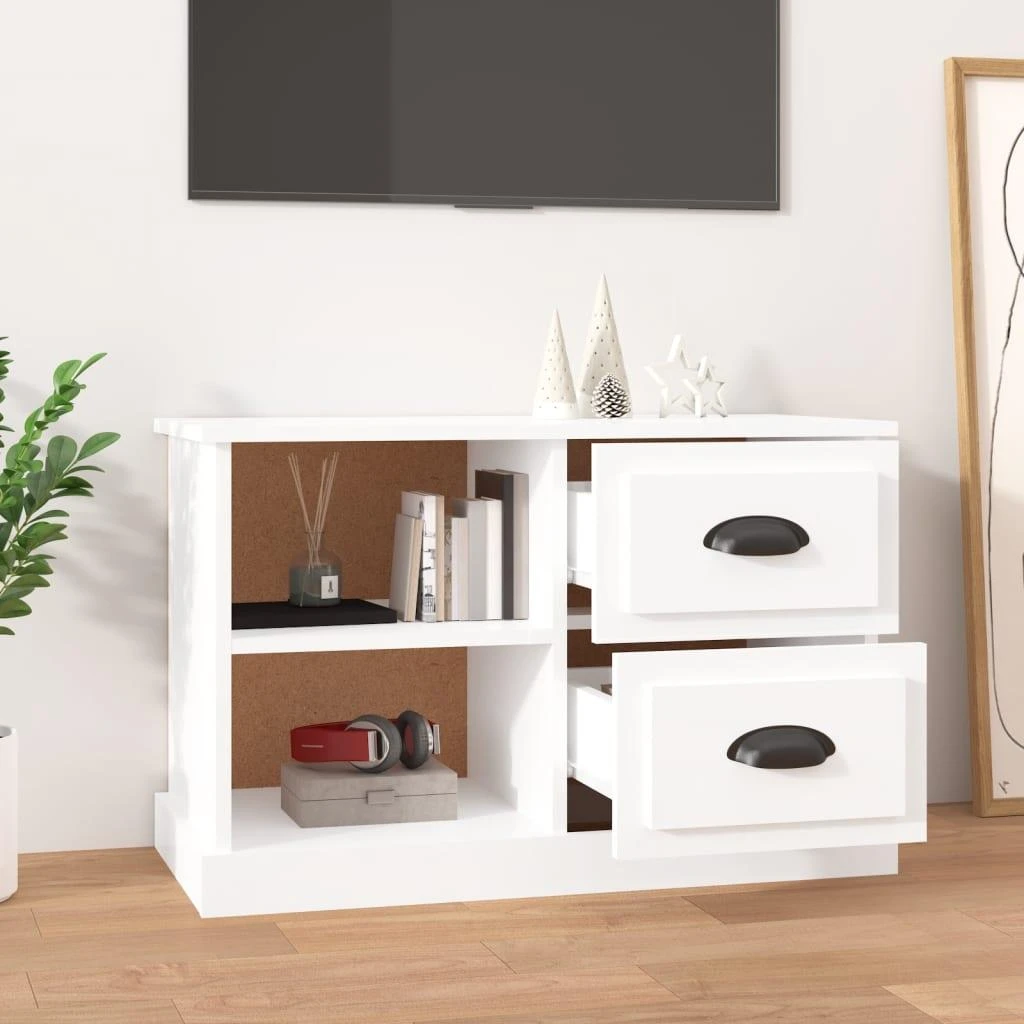 TV staliukas Televizoriaus spintelė, balta, 73x35,5x47,5cm, mediena, blizgi