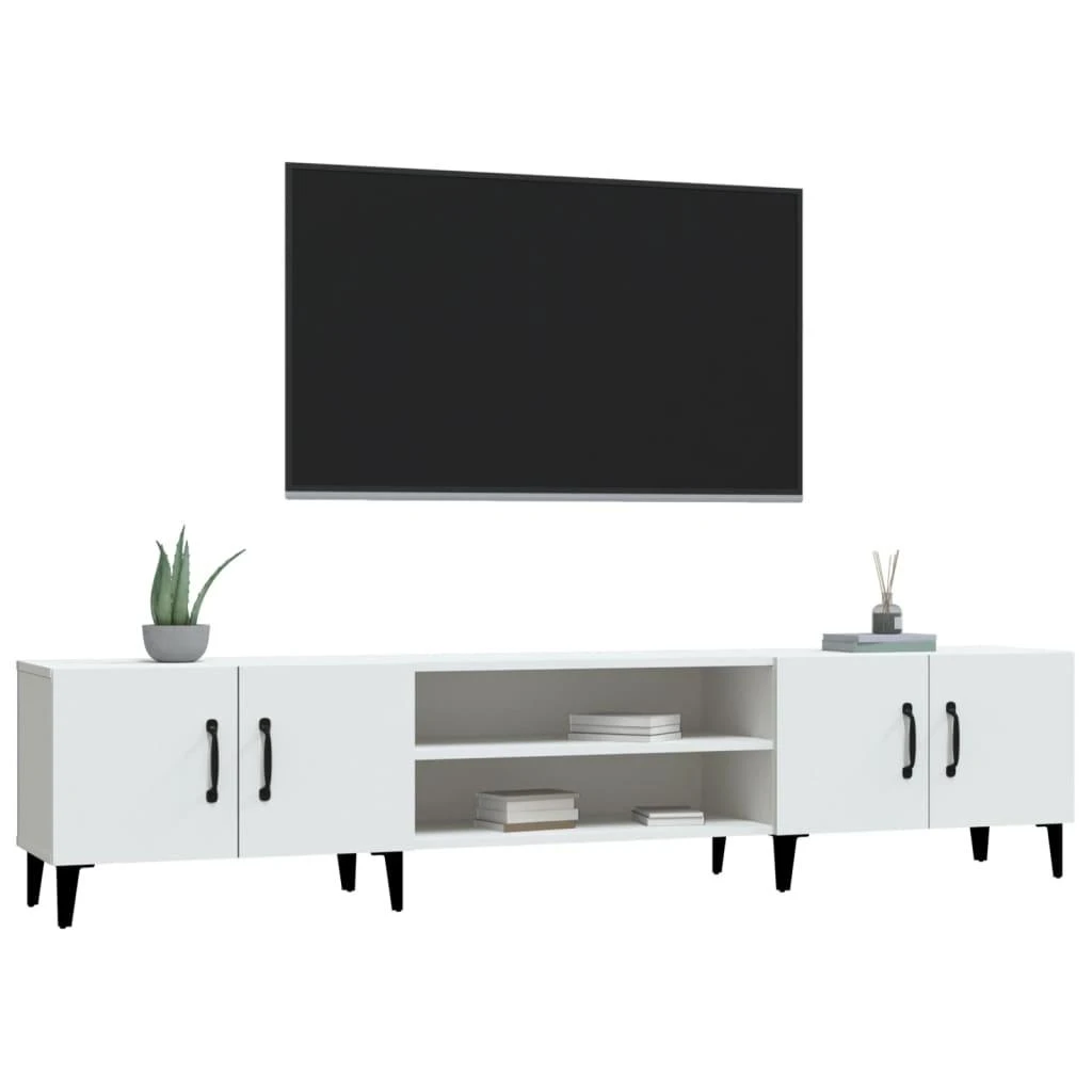 TV staliukas Televizoriaus spintelė, balta, 180x31,5x40cm, apdirbta mediena