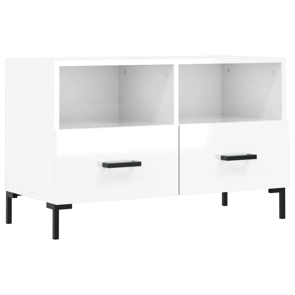 TV staliukas Televizoriaus spintelė, balta, 80x36x50cm, mediena, blizgi