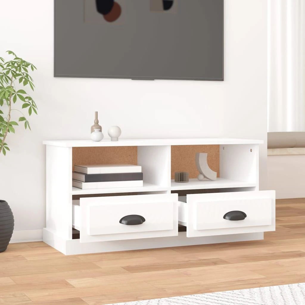 TV staliukas Televizoriaus spintelė, balta, 93x35,5x45cm, mediena, blizgi