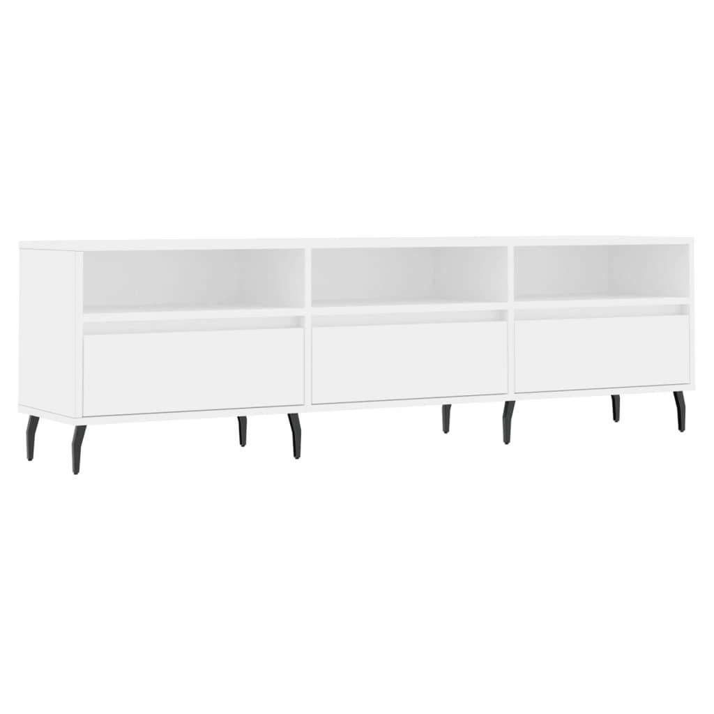 TV staliukas Televizoriaus spintelė, balta, 150x30x44,5cm, apdirbta mediena