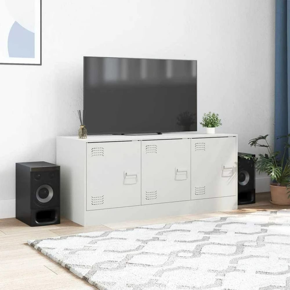 TV staliukas Televizoriaus spintelė, baltos spalvos, 99x39x44cm, plienas