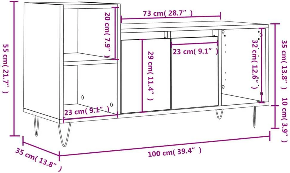 TV staliukas Televizoriaus spintelė, baltos spalvos, 100x35x55cm, mediena