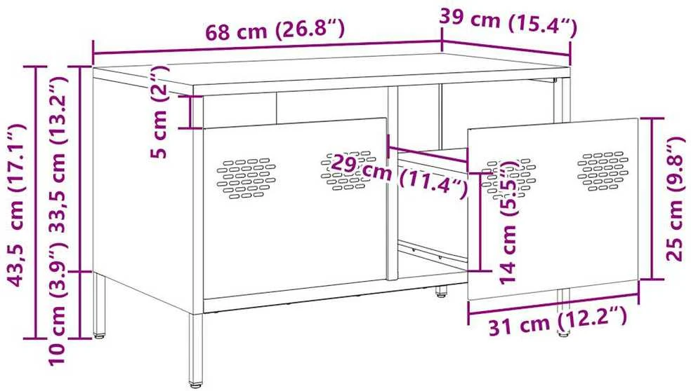 TV staliukas Televizoriaus spintelė, baltos, 68x39x43,5cm, plienas