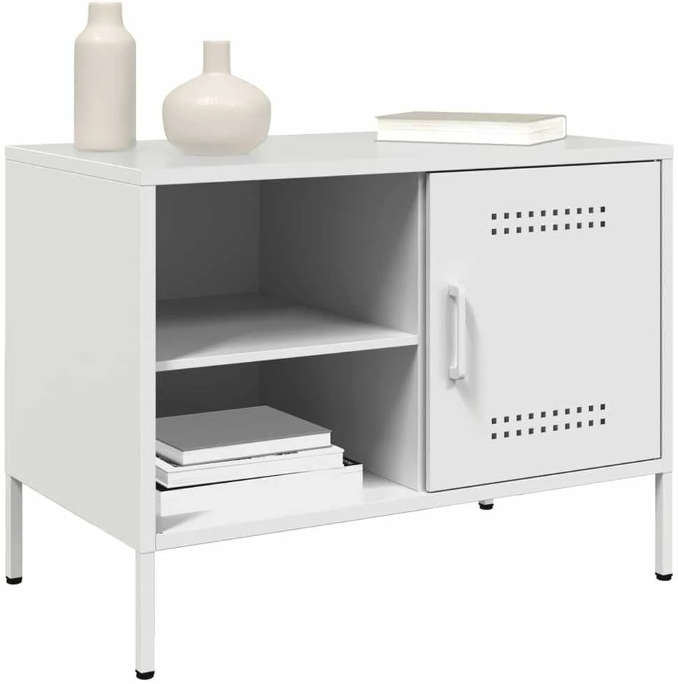 TV staliukas Televizoriaus spintelė, baltos spalvos, 68x39x50,5cm, plienas