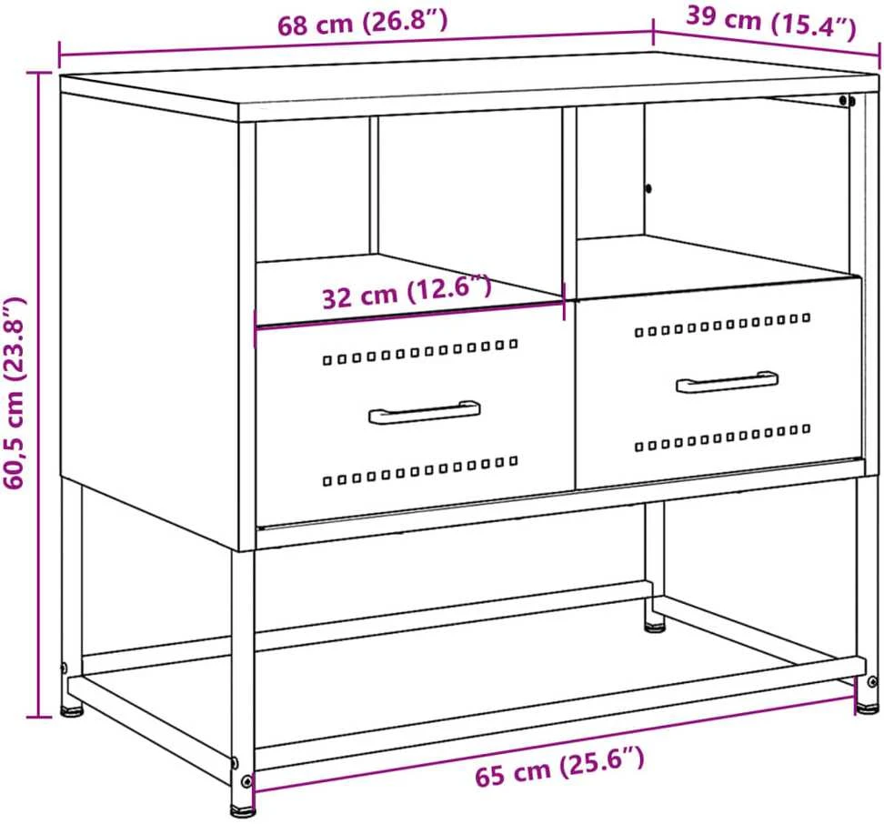 TV staliukas Televizoriaus spintelė, baltos spalvos, 68x39x60,5cm, plienas
