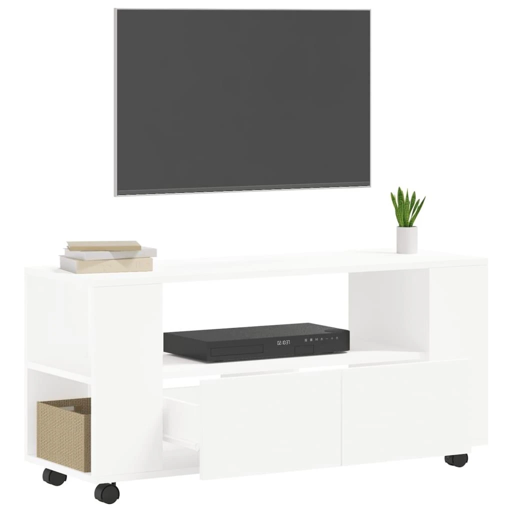 TV staliukas Televizoriaus spintelė, baltos spalvos, 102x34,5x43cm, mediena