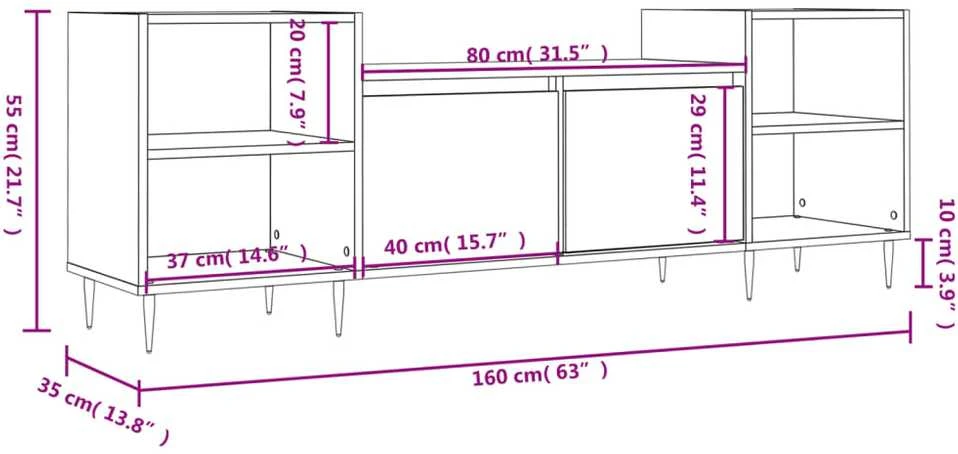 TV staliukas Televizoriaus spintelė, betono pilka, 160x35x55cm, mediena