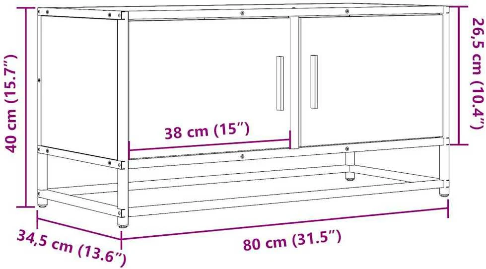 TV staliukas Televizoriaus spintelė, dūminė, 80x34,5x40cm, mediena/metalas