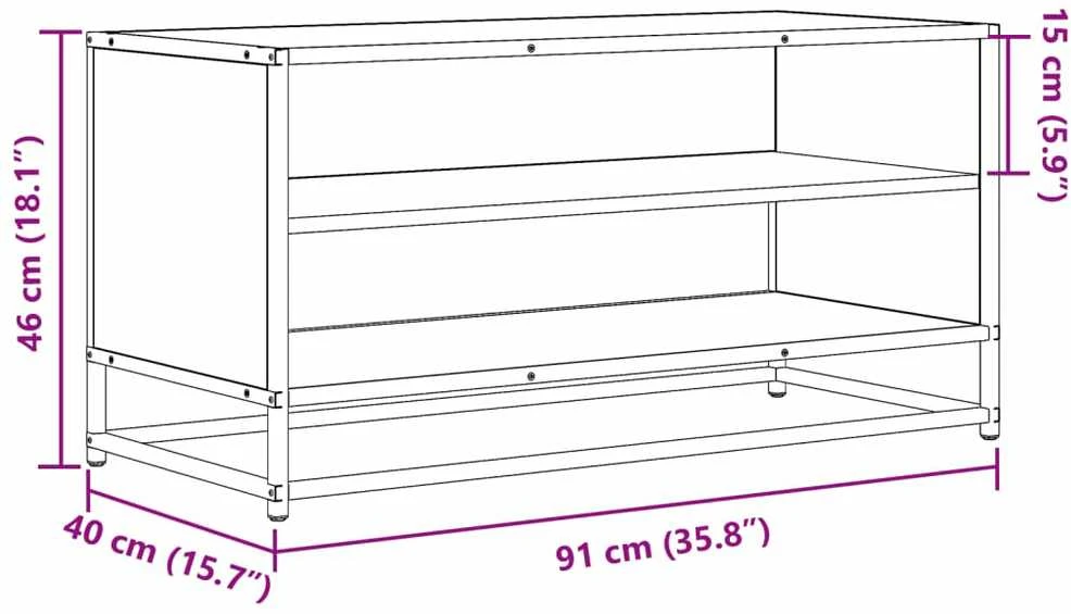 TV staliukas Televizoriaus spintelė, dūminė, 91x40x46cm, mediena ir metalas
