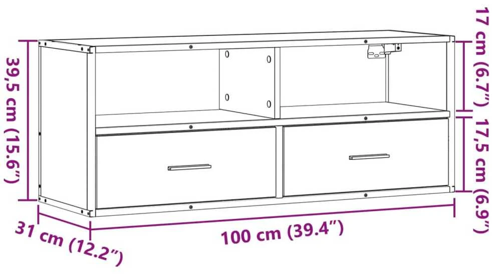 TV staliukas Televizoriaus spintelė, dūminė, 100x31x39,5cm, mediena/metalas