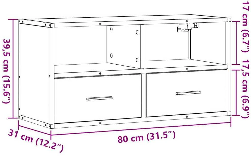 TV staliukas Televizoriaus spintelė, dūminė, 80x31x39,5cm, mediena/metalas