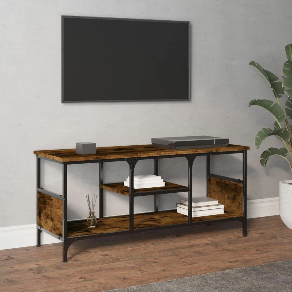 TV staliukas Televizoriaus spintelė, dūminė, 100x35x45cm, mediena ir geležis