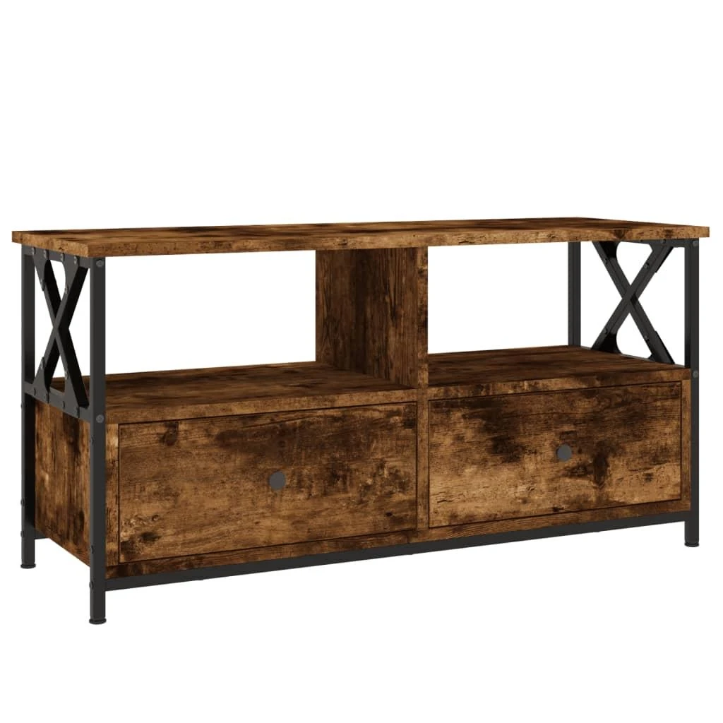 TV staliukas Televizoriaus spintelė, dūminė, 90x33x45cm, mediena ir geležis