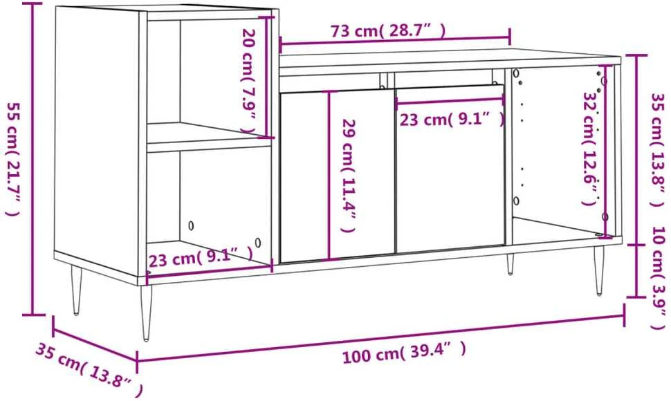 TV staliukas Televizoriaus spintelė, dūminio ąžuolo, 100x35x55cm, mediena