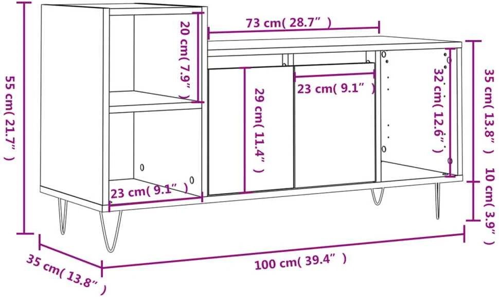 TV staliukas Televizoriaus spintelė, dūminio ąžuolo, 100x35x55cm, mediena