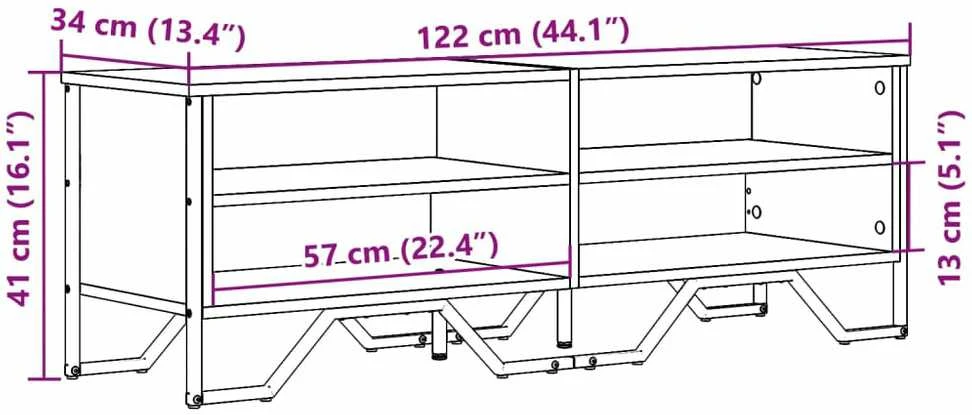 TV staliukas Televizoriaus spintelė, dūminio ąžuolo, 122x34x41cm, mediena